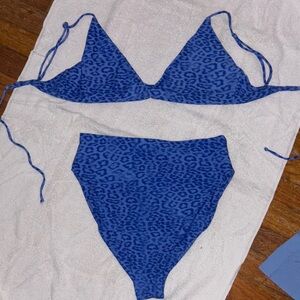 Skatie Blue Leopard Print Bikini Set